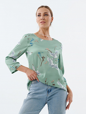 Блузка принтованная мята